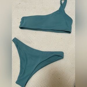One-Shoulder Teal Bikini Set